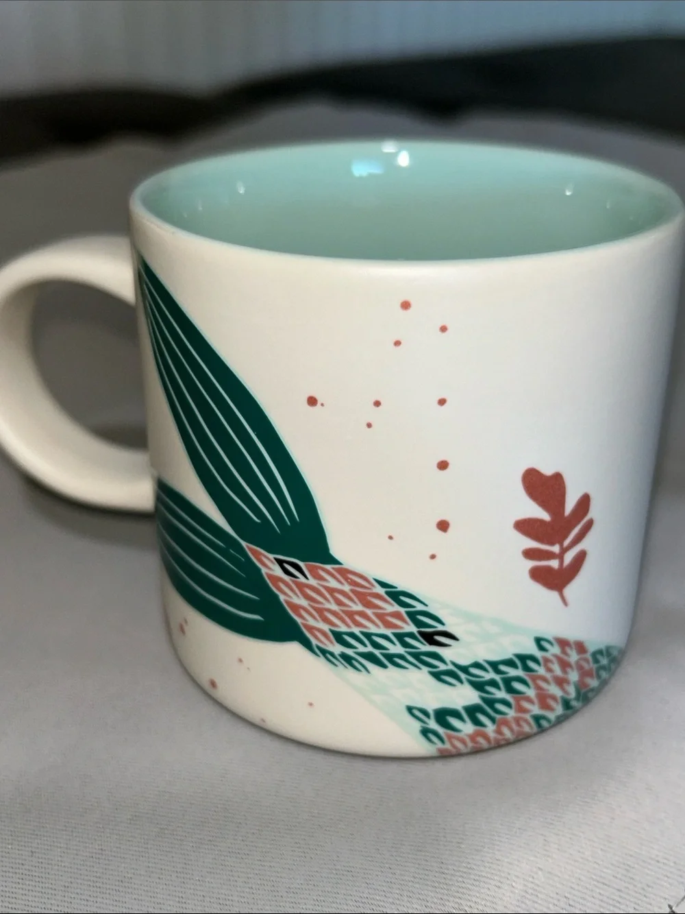Starbucks White Ceramic Logo Mug w/ beautiful teal & rose gold accent mermaid - Picture 3 of 10